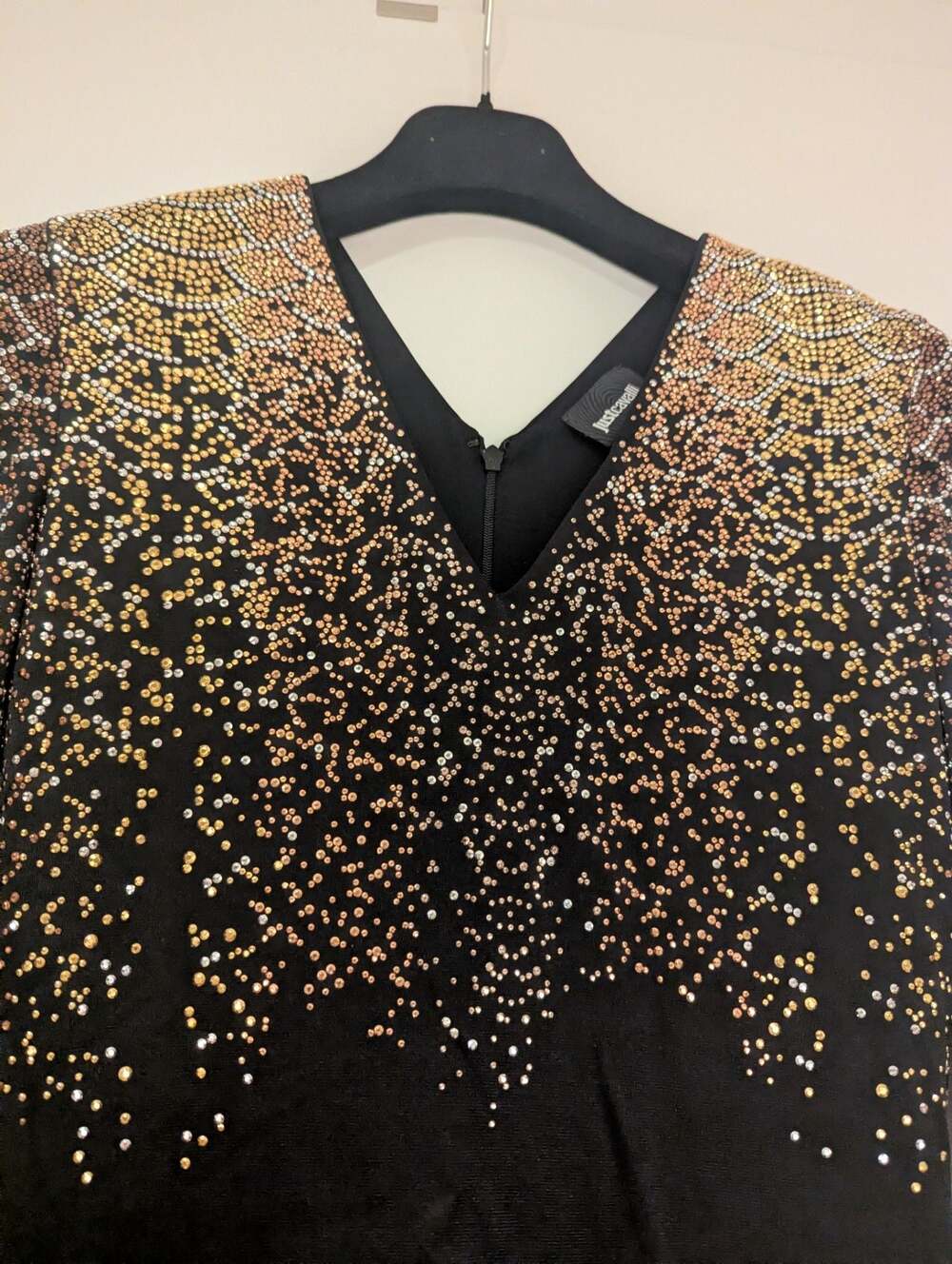 Just Cavalli Black Long Sleeve Embellished Studded Dress Size 40